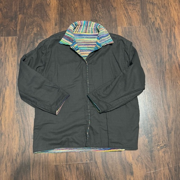 LIFESTYLE Multicolor Striped Button-Up Woman’s Jacket BoHo-Hippie M GUC - Picture 13 of 15